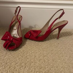 Valentino Red Patent Bow Slingback Heels